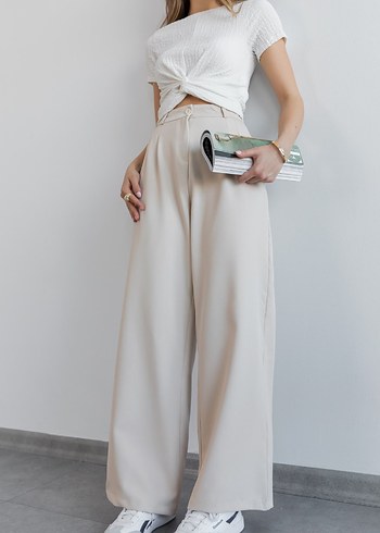 Bej Keten Salaş Kadın Pantolon - Görsel 2