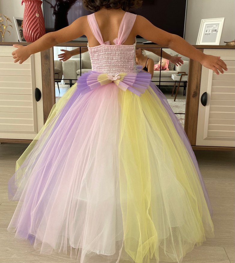 Kız Çocuk Çok Renkli Dantel Detaylı Elbise - Görsel 2