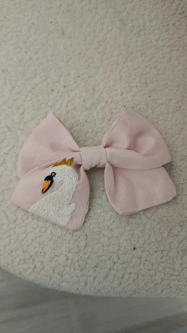 Nakışlı Pembe Fiyonk Saç Tokası - Görsel 2