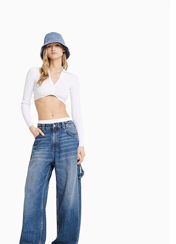Bershka Wide Balloon Denim Jean 38 beden