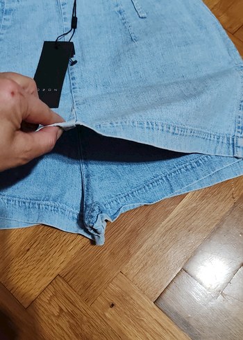 Kadın Mavi Loose Fit Mini Denim Şort etek - Görsel 2