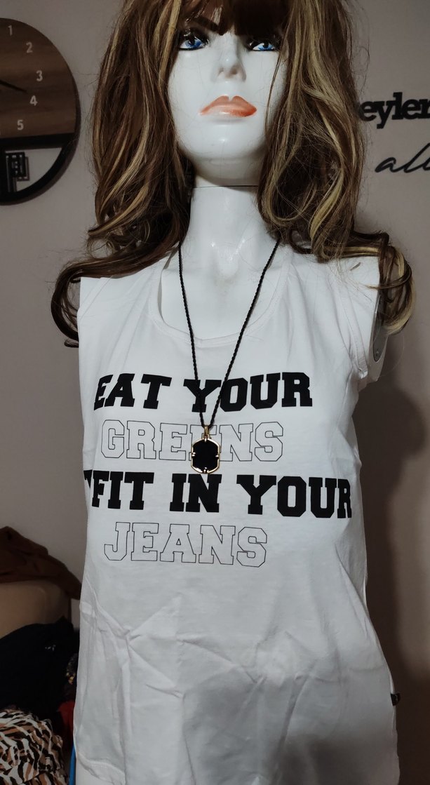 Baskılı Beyaz kolsuz tisort - Görsel 2