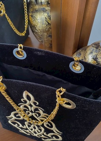 Maraş İşi Sim Sırma Zincir Detaylı Süet Çanta - Görsel 2