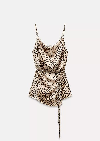 Zara leopar Desenli Askılı Bluz