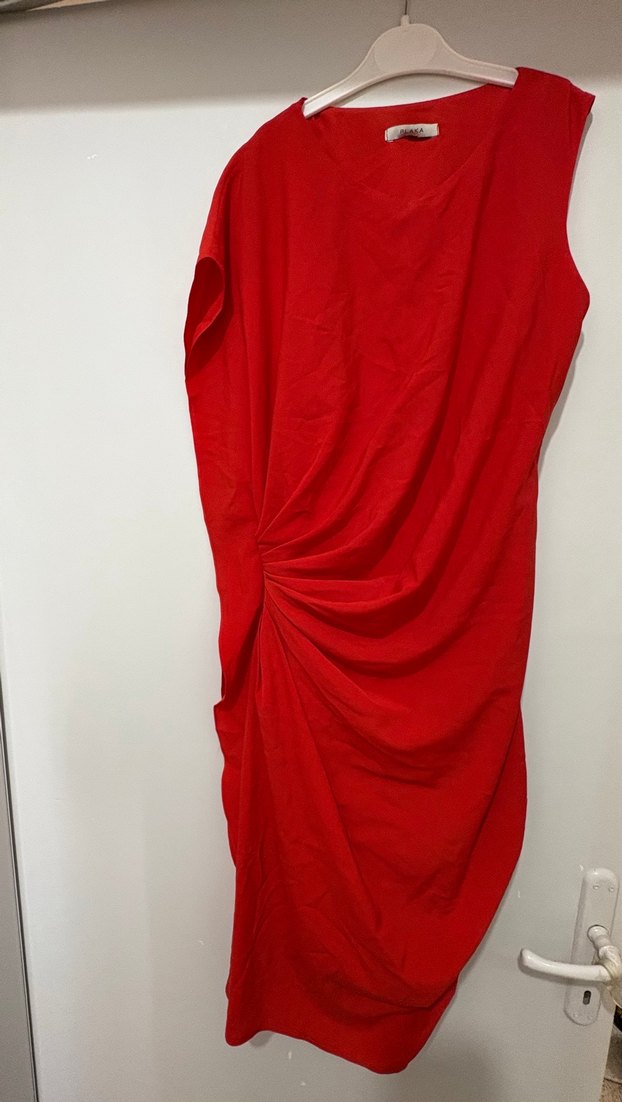 Kırmızı Drapeli Abiye Elbise - Görsel 5