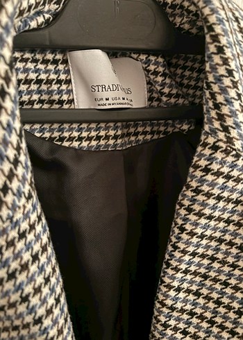 Gri Ekose Desenli Düğmeli Kadın Blazer - Görsel 2