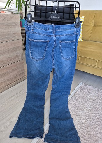 38 Beden Kadın Mavi Denim İspanyol Paça Jean