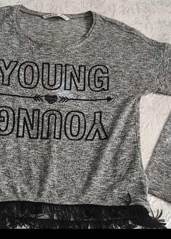 Kız Çocuk Gri Uzun Kollu Triko kazak - Görsel 2