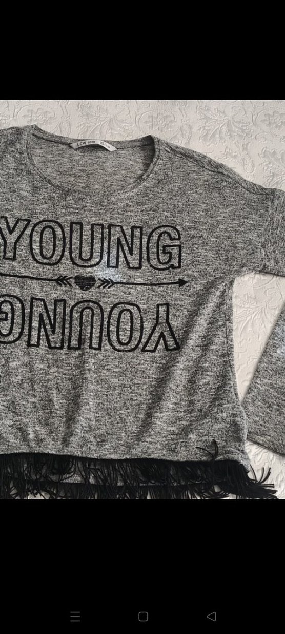 Kız Çocuk Gri Uzun Kollu Triko kazak - Görsel 2