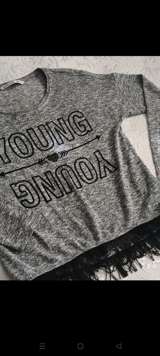 Kız Çocuk Gri Uzun Kollu Triko kazak - Görsel 3