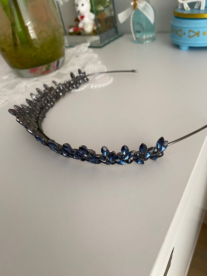 Koyu Mavi Taşlı Kadın Taç - Görsel 2
