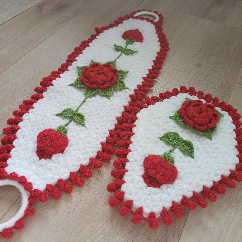 Kırmızı Güllü banyo lifi - Görsel 3