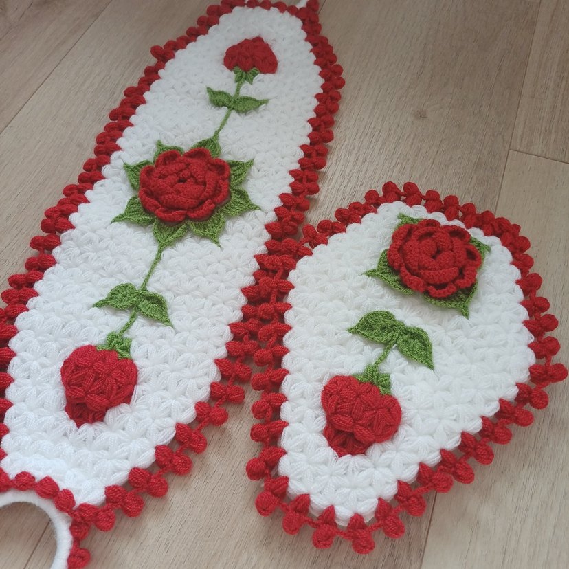 Kırmızı Güllü banyo lifi - Görsel 2