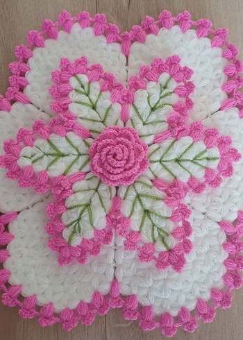 Pembe ve Beyaz El Yapımı Çiçekli Lif - Görsel 3