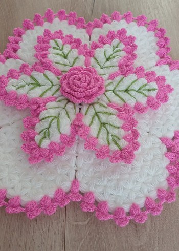 Pembe ve Beyaz El Yapımı Çiçekli Lif - Görsel 2