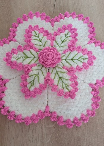 Pembe ve Beyaz El Yapımı Çiçekli Lif - Görsel 6