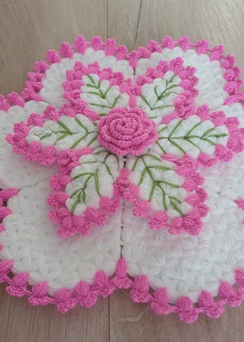 Pembe ve Beyaz El Yapımı Çiçekli Lif - Görsel 7