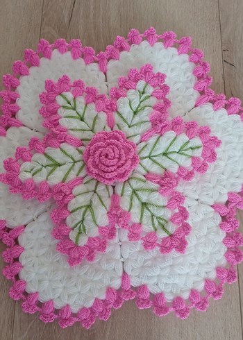 Pembe ve Beyaz El Yapımı Çiçekli Lif - Görsel 9