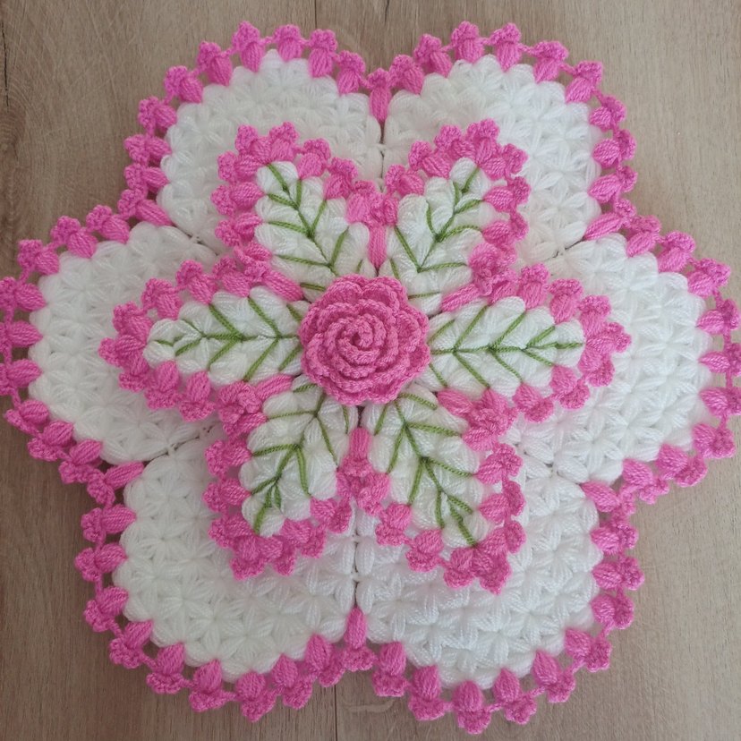 Pembe ve Beyaz El Yapımı Çiçekli Lif - Görsel 3