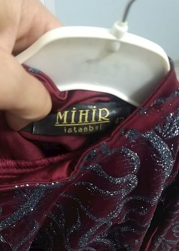 Abiye Bordo Uzun Kollu Yılan Desenli Abiye Elbise