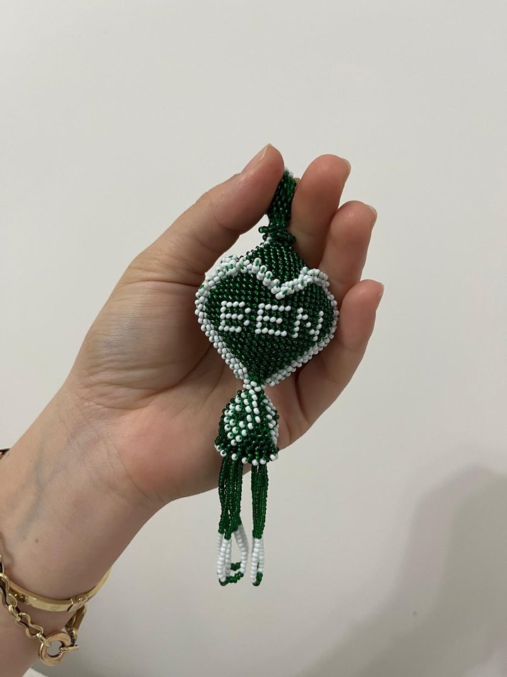 Boncuk İşlemeli Yeşil Bohem Anahtarlık - Görsel 2