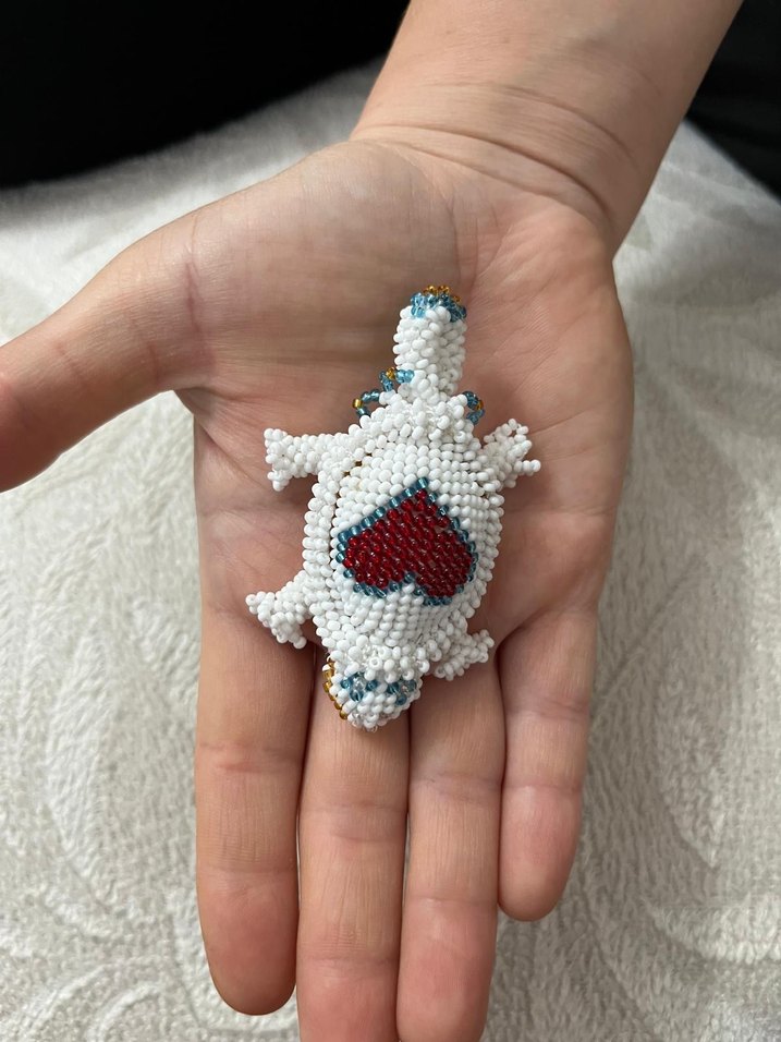 Boncuk Detaylı Kaplumbağa anahtarlık - Görsel 2