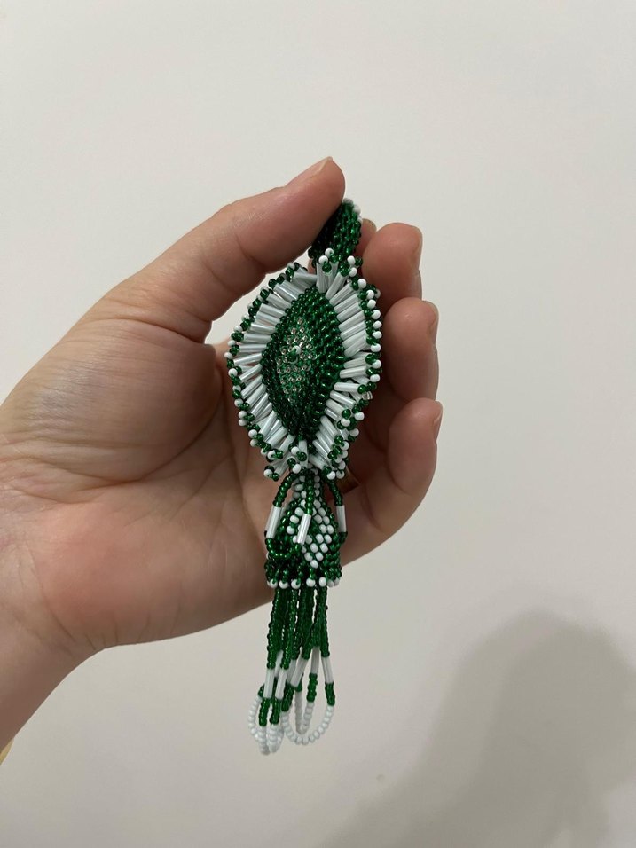 Anahtarlık yeşil Boncuklu Yılan Desenli - Görsel 2