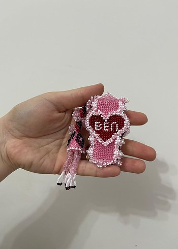 Boncuk İşlemeli Pembe Kadın çakmak kılıfı - Görsel 4