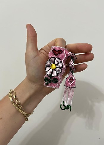 Boncuk İşlemeli Pembe Kadın çakmak kılıfı - Görsel 3