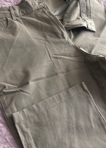 Marks & Spencer Bej Kanvas Kadın Pantalon Rozet