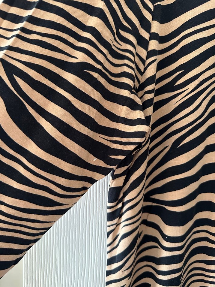 Kadın Kahverengi Zebra Desenli Uzun Elbise - Görsel 4