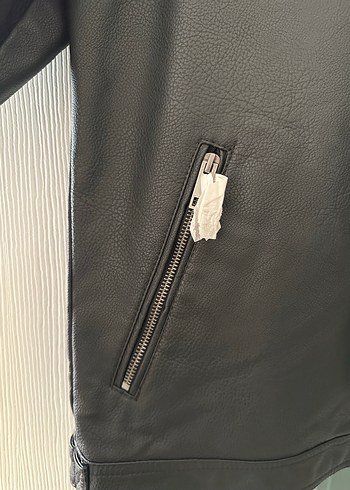 Siyah Suni Deri ceket jack&jones - Görsel 6