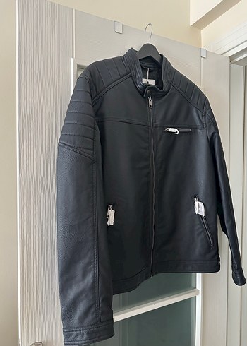 Siyah Suni Deri ceket jack&jones - Görsel 2