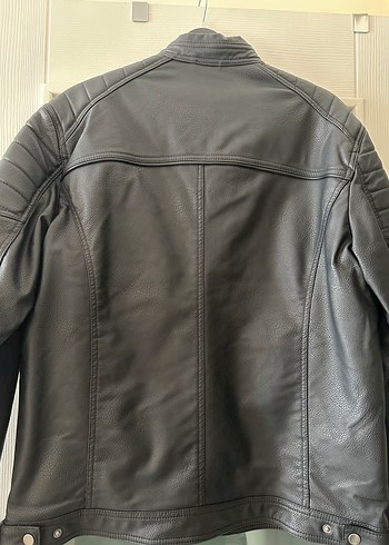 Siyah Suni Deri ceket jack&jones - Görsel 9