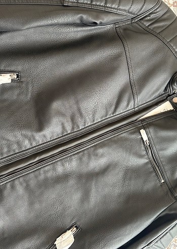 Siyah Suni Deri ceket jack&jones - Görsel 10