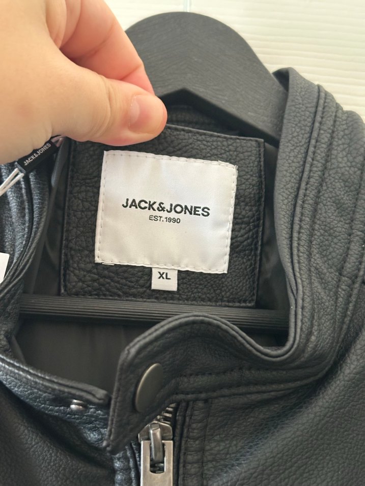 Siyah Suni Deri ceket jack&jones - Görsel 4