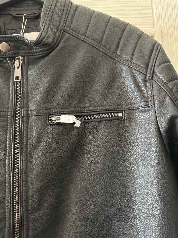 Siyah Suni Deri ceket jack&jones - Görsel 5