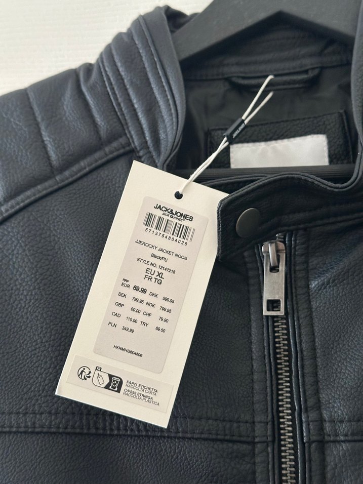 Siyah Suni Deri ceket jack&jones - Görsel 3