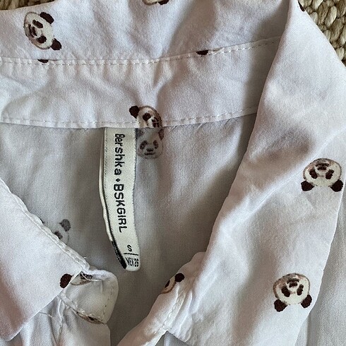 Bershka Beshka uzun kollu beyaz gömlek panda