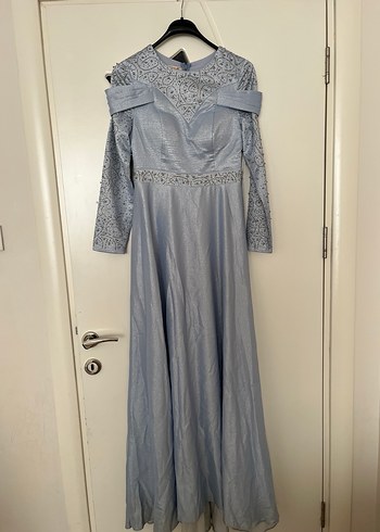 Uzun Kol Drapeli Abiye Elbise - Görsel 2