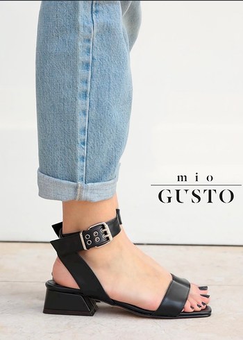 Siyah Denim Kadın Topuklu Sandalet - Görsel 3