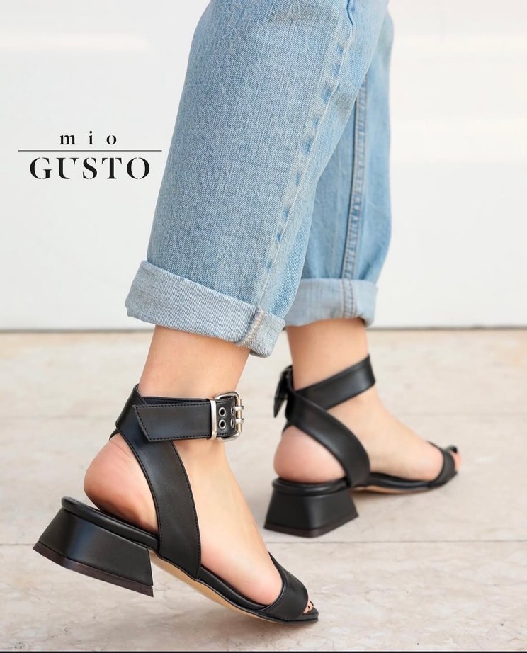 Siyah Denim Kadın Topuklu Sandalet - Görsel 2