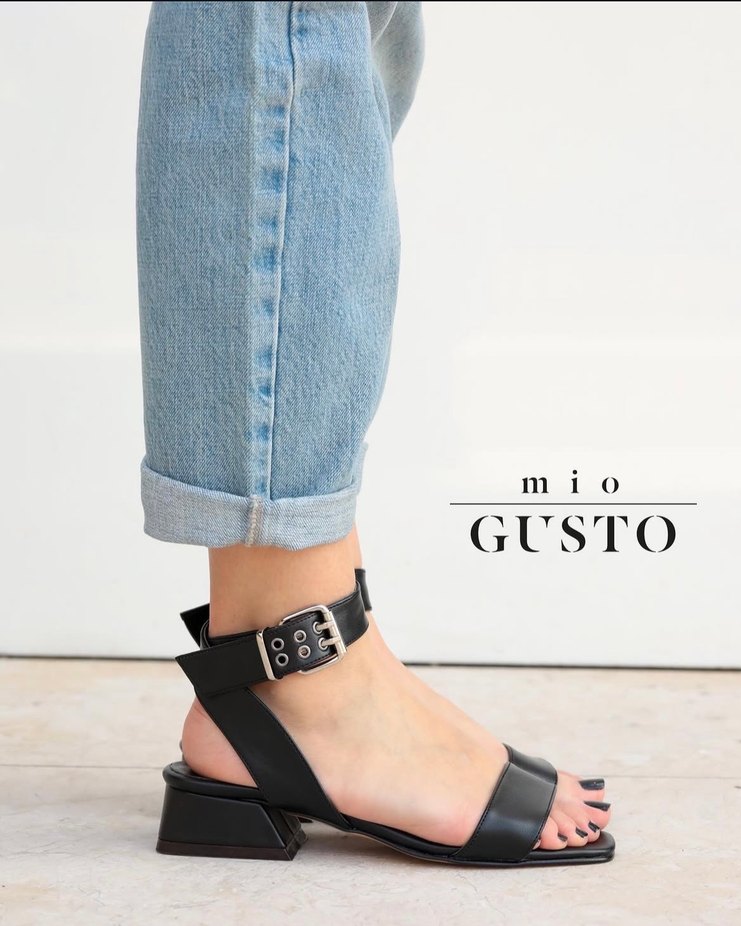 Siyah Denim Kadın Topuklu Sandalet - Görsel 3