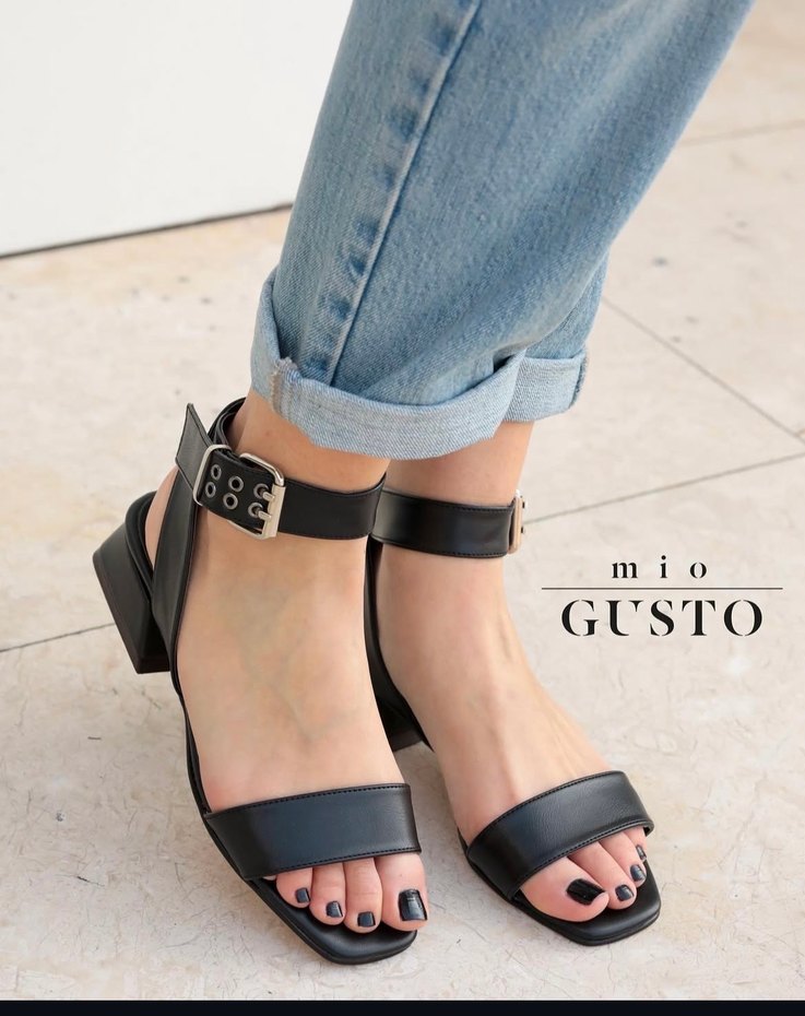 Siyah Denim Kadın Topuklu Sandalet - Görsel 4