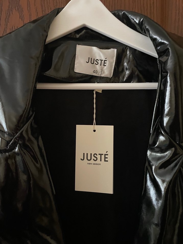 Kadın Parlak Siyah Uzun Deri Trençkot Ceket Juste - Görsel 3