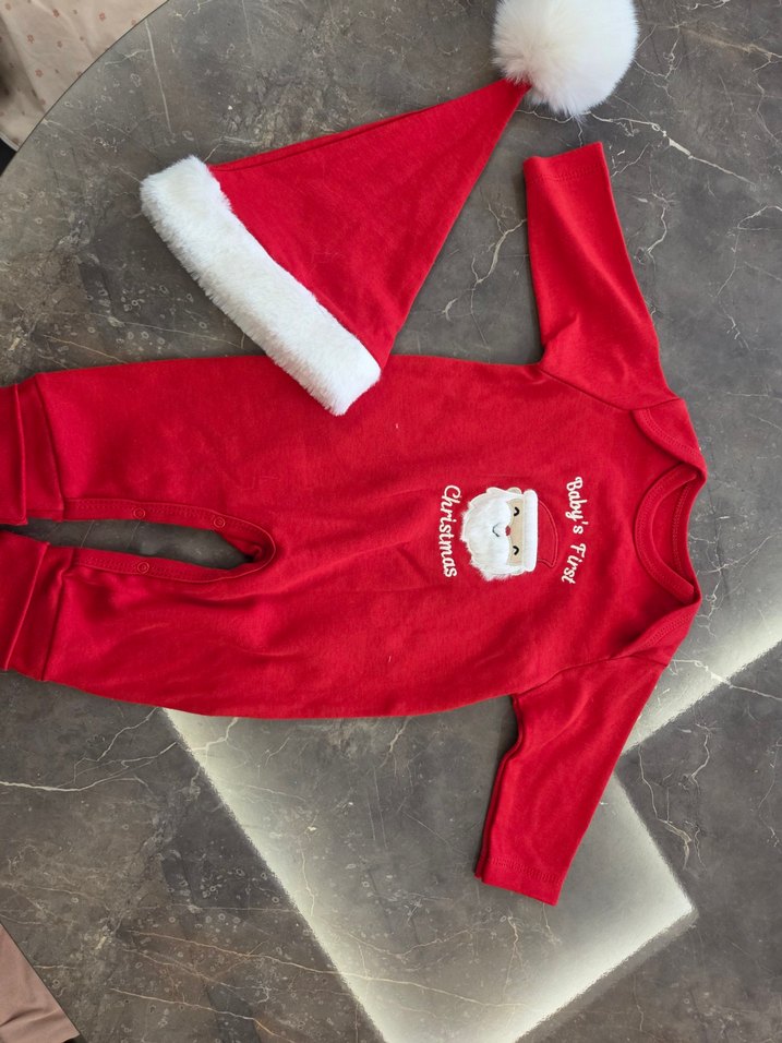 Kırmızı Bebek Noel Tulum ve Şapka - Görsel 2