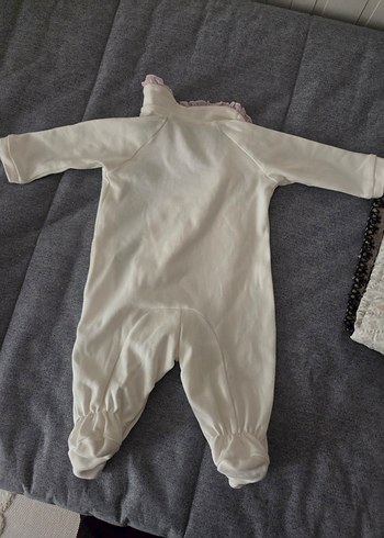 Düğmeli Beyaz Bebek Kız Tulum - Görsel 4