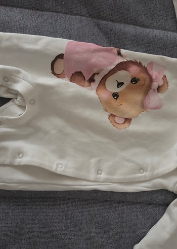 Düğmeli Beyaz Bebek Kız Tulum - Görsel 2