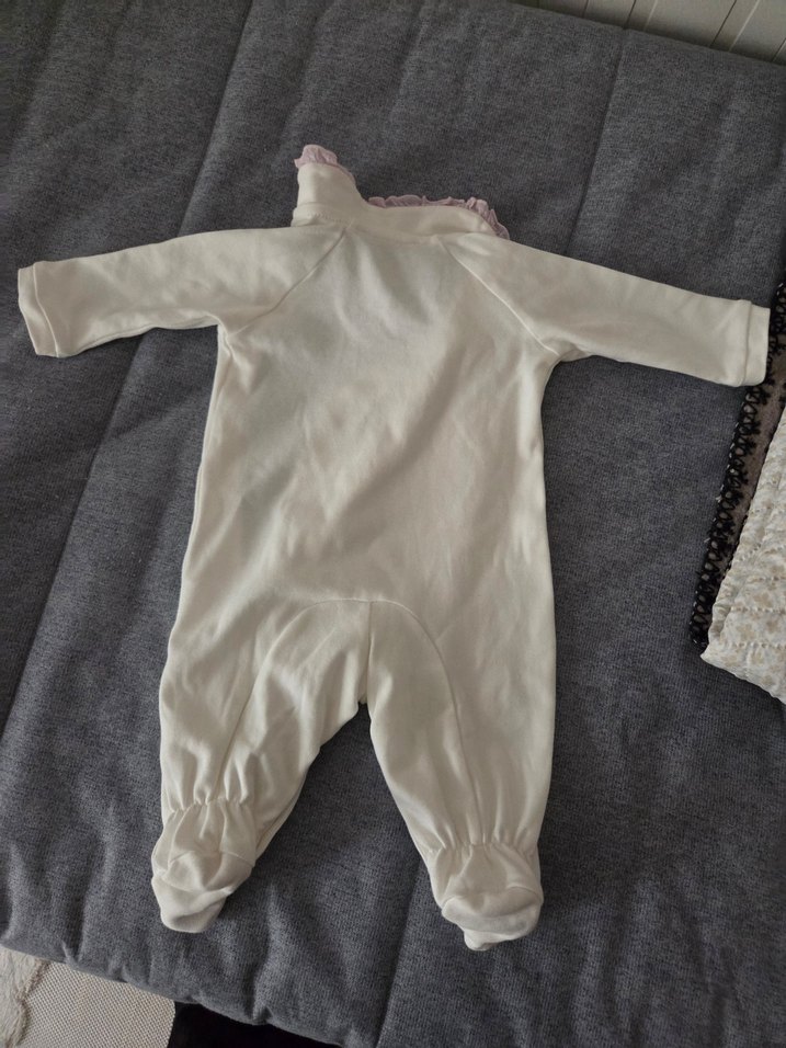 Düğmeli Beyaz Bebek Kız Tulum - Görsel 4