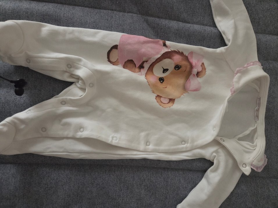 Düğmeli Beyaz Bebek Kız Tulum - Görsel 2